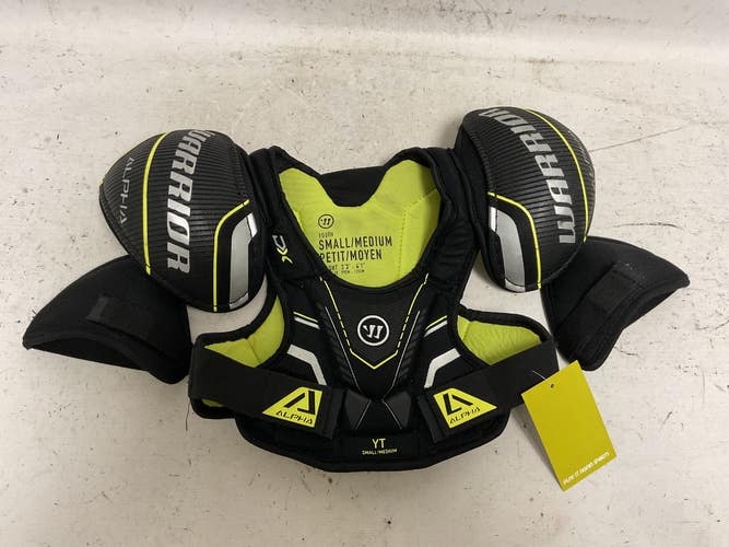 Used Warrior ALPHA Youth Shoulder Pads Black And Optic Yellow S/M 11855-S000208946