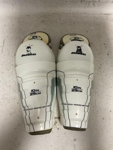 Used USA Hockey ONE GOAL Junior Shin Guards White 10" 11855-S000208944