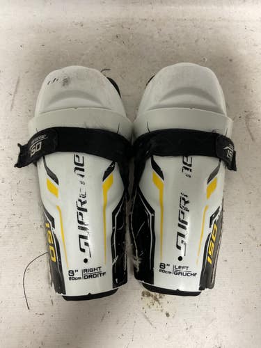 Used Bauer SUPREME 150 Junior Shin Guards White/Black/Yellow 8" 11855-S000208945
