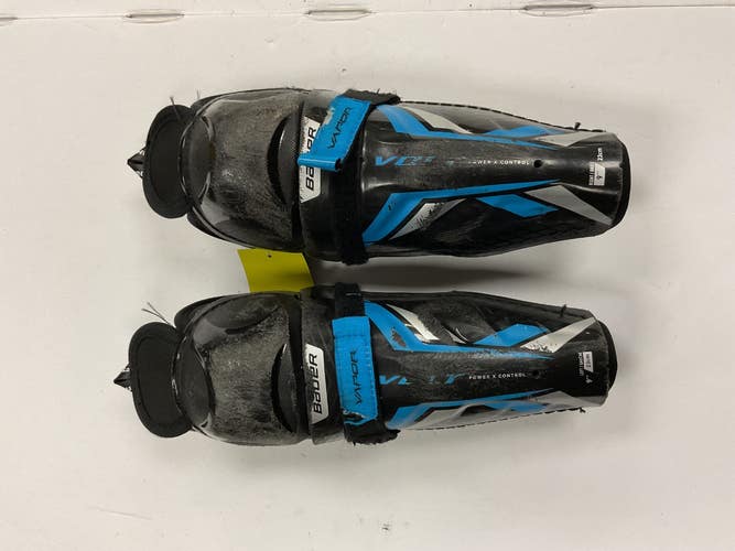 Used Bauer VAPOR VOLT Youth Shin Guards Black And Carolina Blue 9" 11855-S000208837