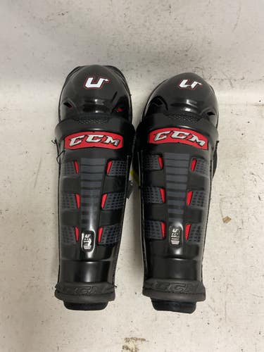 Used CCM U+ Junior Shin Guards Black And Red 11" 11855-S000208826