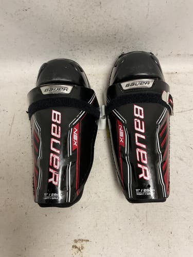 Used Bauer NSX Junior Shin Guards White/Black/Red 11" 11855-S000208810