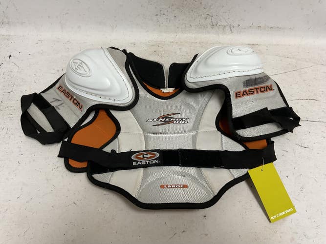 Used Easton SYNERGY 100 Junior Shoulder Pads Orange And White MD 11855-S000208791