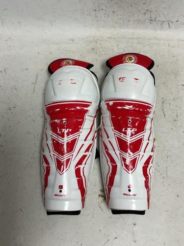 Used CCM LTP LITTLE BLACKHAWKS Junior Shin Guards Red And White 10" 11855-S000208792