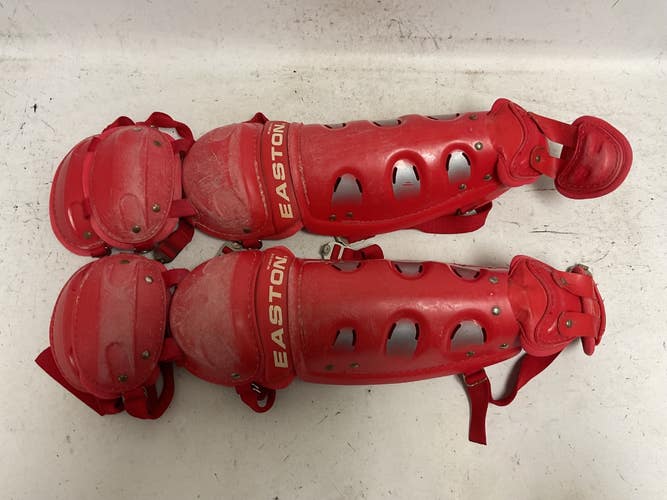 Used Easton CATCHER SHIN GUARDS INTERMEDIATE Catchers Leg Guards Red Intermed 11855-S000208655