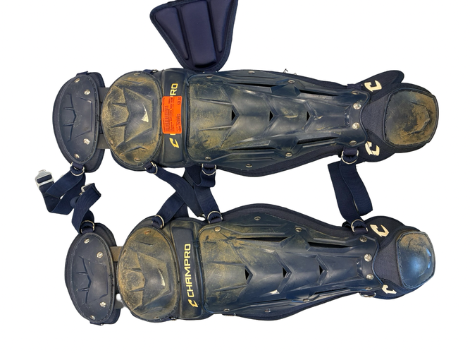 Used Champro CATCHERS SHIN GUARDS Catchers Leg Guards Navy Blue Intermed 11682-S000138523