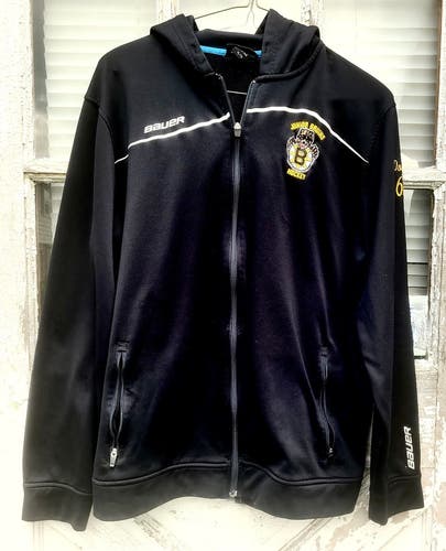 Black JUNIOR BRUINS Bauer Hoodie XL 28"L Used Name on Sleeve #66