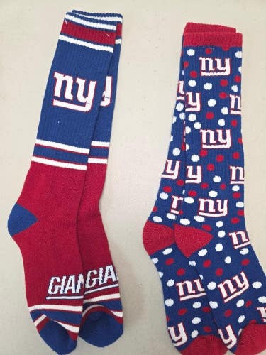 ST34 Mens NFL NEW YORK GIANTS Crew Socks Lot of 2 Pair MEDIUM 5-10 New
