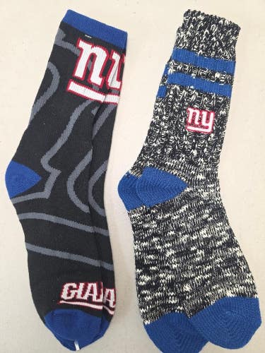 ST35 Mens NFL NEW YORK GIANTS Crew Socks Lot of 2 Pair LARGE 8-13 New