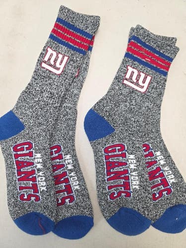 ST36 Mens NFL NEW YORK GIANTS Crew Socks Lot of 2 Pair LARGE 8-13 New