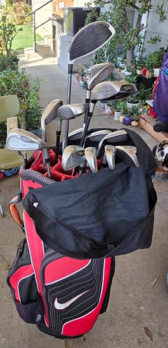 MEN'S 15 PIECE GOLF SET ALL TAYLORMADE CLUBS EXCEPT SW W 14 WAY CART BAG V NICE