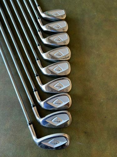 Men's YONEX V Mass 400 R-hand Iron Set Reg. Flex Graphite Shaft (9 Clubs) #3 - #9, PW, SW (Used)