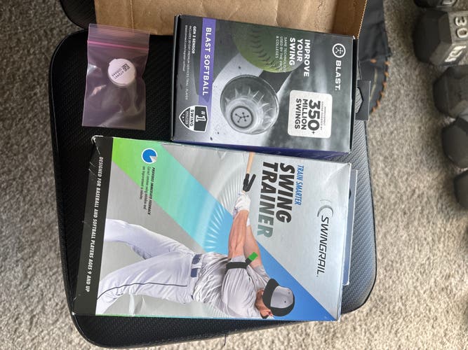 Blast motion trainer with extra sensor and swing trainer