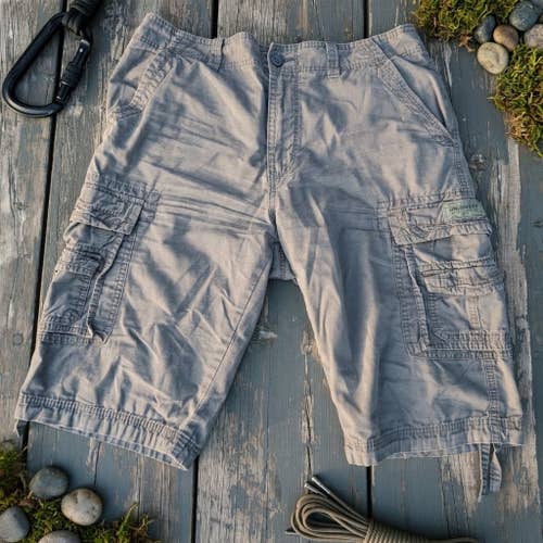 Vintage Unionbay Cargo Shorts Size 36 Grey Y2K Grunge Skater Gorpcore Utility