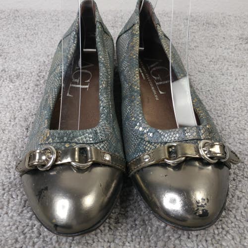 AGL Attilio Giusti Leombruni Ballet Flats Womens 38.5 EU Snake Print Gray Shoes