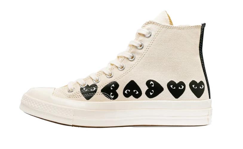Size 6.5 - Chuck Taylor All Star 70 Hi Comme des Garcons PLAY Multi-Heart Milk"