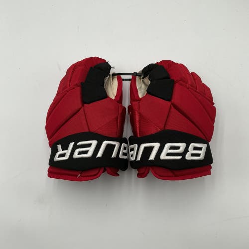 (Used) Carolina Hurricanes Orlov Bauer Vapor Hyperlite Gloves 14” Pro Stock