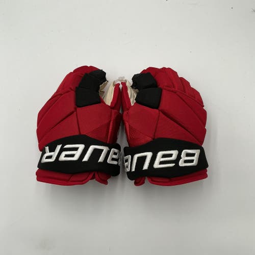 (Used) Carolina Hurricanes Orlov Bauer Vapor Hyperlite Gloves 14” Pro Stock