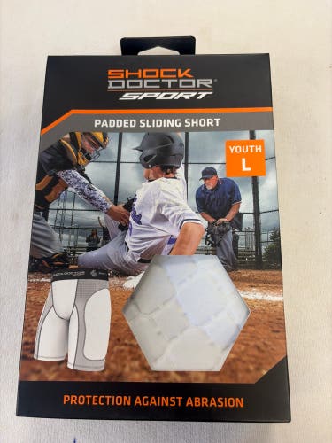 White Large Kids Unisex Shock Doctor Shorts (New)