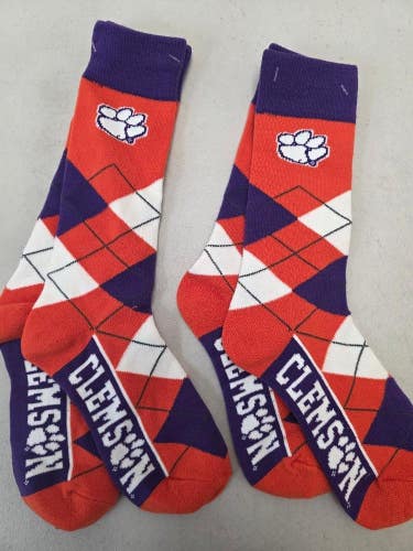 ST5 NCAA CLEMSON TIGERS Crew Socks Lot of 2 Pair OSFM One Size Fits Most New