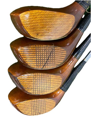 MacGregor Ben Hogan BAP Reg 304 Persimmon Fancy Wood Set 1w,2w(Cracked),3w,4w HC