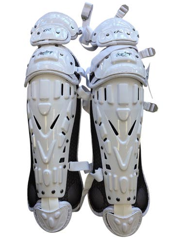 Used Rawlings VELO 2.0 Catchers Leg Guards White Intermed 11450-S000528130