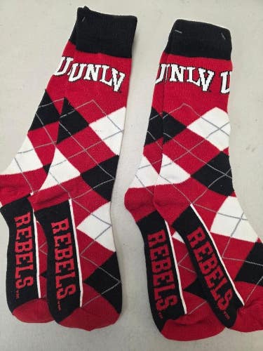 ST3 NCAA UNLV REBELS Crew Socks Lot of 2 Pair One Size Fits Most OSFM New