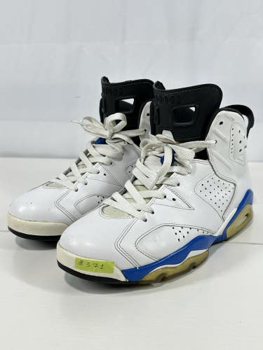 #371 Nike Air Jordan 6 Retro Shoes Mens Sz 9 White Sport Blue 384664-107
