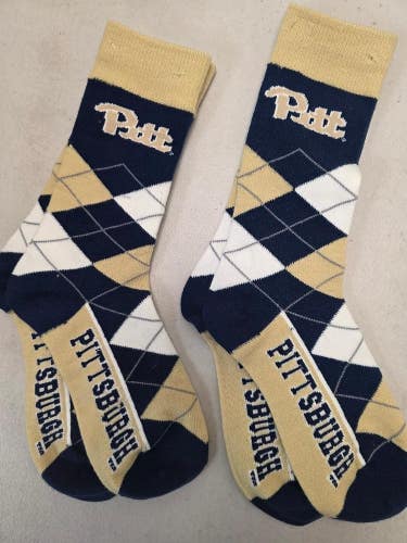 ST10 Mens NCAA PITTSBURGH PITT PANTHERS Crew Socks Lot of 2 Pair Medium 5-10 New
