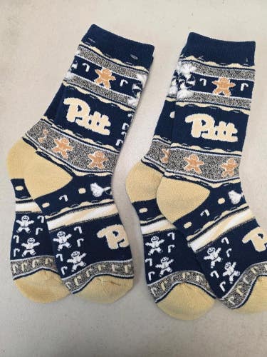 ST14 Mens NCAA PITTSBURGH PITT PANTHERS Crew Socks Lot of 2 Pair Medium 5-10 New