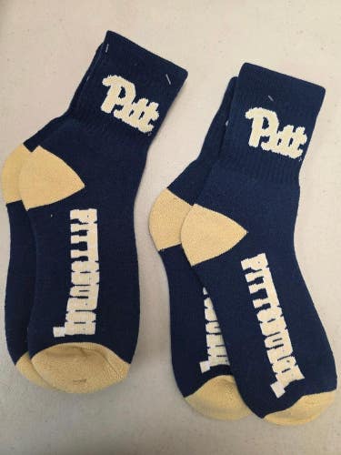 ST11 Mens NCAA PITTSBURGH PITT PANTHERS Crew Socks Lot of 2 Pair Large 8-13 New
