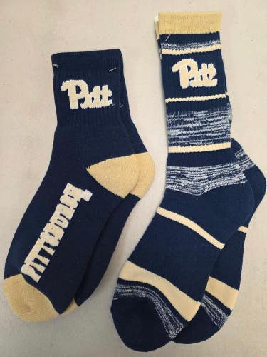 ST12 Mens NCAA PITTSBURGH PITT PANTHERS Crew Socks Lot of 2 Pair Large 8-13 New