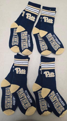 ST17 Youth NCAA PITTSBURGH PITT PANTHERS Crew Socks Lot of 4 Pair New