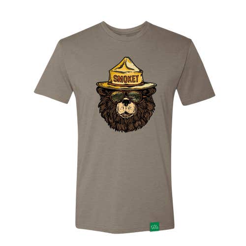 Wild Tribute Smokey the Groovy Bear T-Shirt - Warm Grey