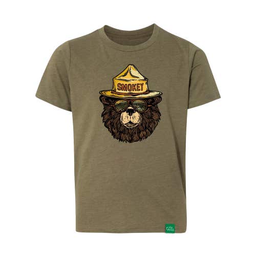 Wild Tribute Smokey the Groovy Bear (Youth) T-Shirt - Military