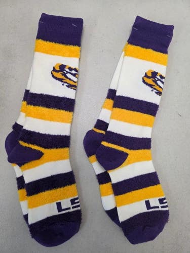 ST20 Mens NCAA LSU Tigers LOUISIANA STATE Crew Socks Lot of 2 Pair Medium 5-10