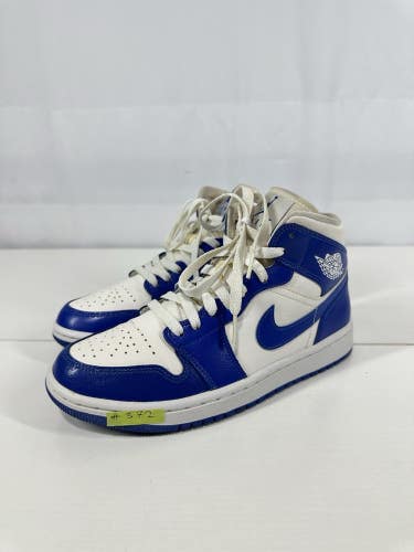 #372 Nike Air Jordan 1 Mid Hyper Royal White Womens US 7.5 BQ6472-104