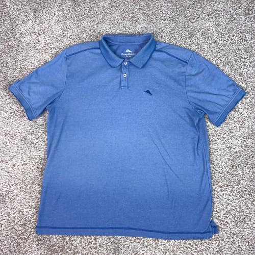 Tommy Bahama Polo Shirt Mens XL Blue Marlin Logo Cotton Blend Casual Golf Beach