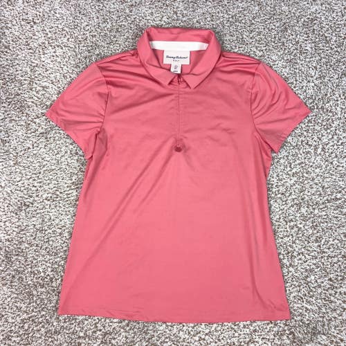 Tommy Bahama Polo Shirt Womens Large Pink Golf 1/4 Zip Outdoor Comfort Stretch