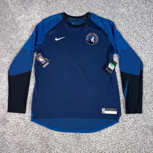 Minnesota Timberwolves Shirt Mens XL Blue Nike NBA Basketball Shooting Dri FIT