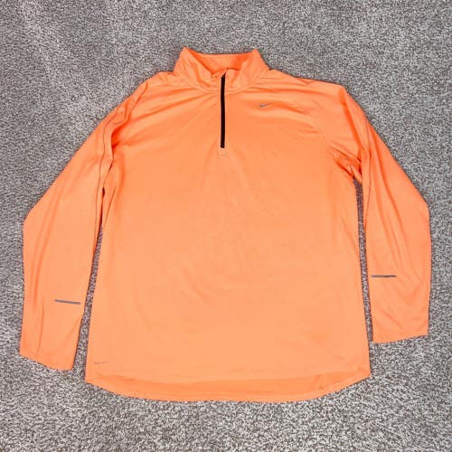 Nike Pullover Mens XXL Orange Dri FIT Running 1/4 Zip Workout Sports Outdoors