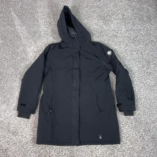 Spyder Jacket Womens Large Black Insulated Hooded Winter Ski Coat Parka Outdoor