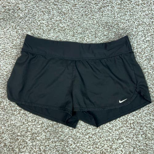 Nike Shorts Womens M Black Running Lined Athletic Workout Gym Sports Logo Swoosh