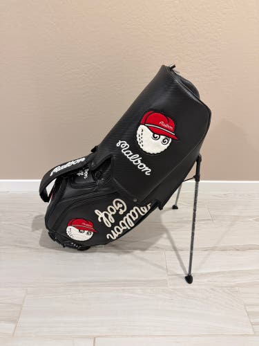 Malbon Golf Stand Bag 5-Way Club Bag, Black Carbon Texture ( RARE ! )