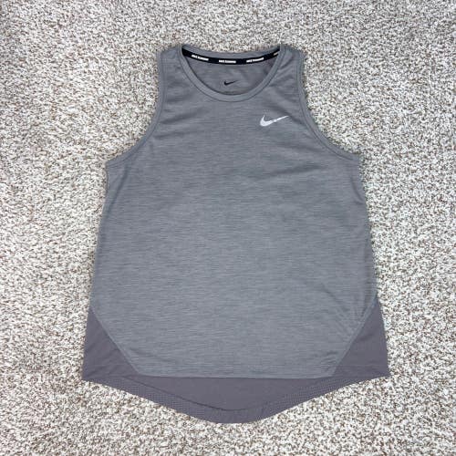 Nike Tank Top Womens Small Gray Dri FIT Running Workout Gym Shirt Sports Swoosh