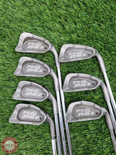 PING ZING 2 IRON SET 3-9,SW (MISSING 6I) XSTIFF STOCK STEEL (BLACK DOT) GOOD