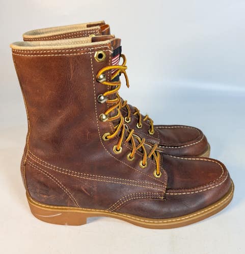 Field N Forest Brown Leather Lace Up 8" Mens Work Hunting Boots Size: 8.5E