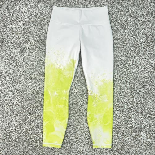 Athleta Pants Womens Medium White Yellow Ombre Ankle Leggings Yoga Gym Running