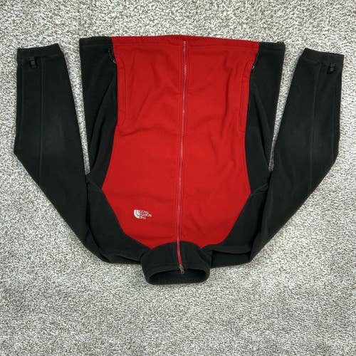 The North Face Jacket Mens Medium Red Black Fleece Full Zip Hiking Outdoor