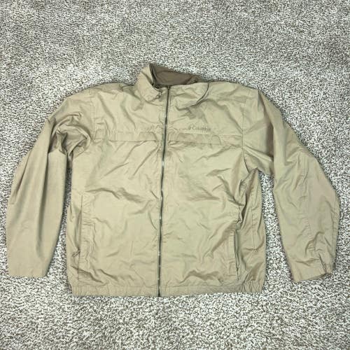 Columbia Jacket Mens Large Beige Windbreaker Full Zip Lightweight Outdoor Hiking